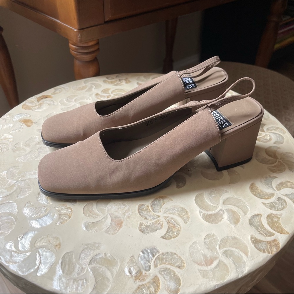 mootsies tootsies tan brown casual sling back heels